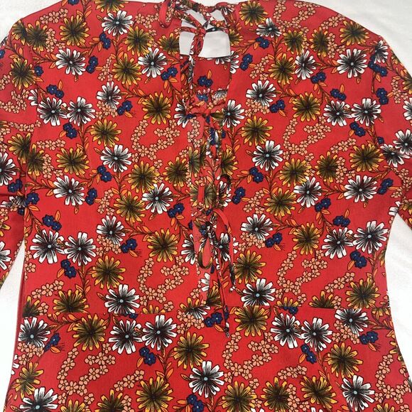 WAYF Medium Long Sleeve Tie Back Floral Dress Retro 70s Inspired - Picture 12 of 12